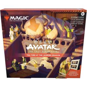 imageMagic The Gathering  Avatar The Last Airbender Scene Box 2  Tea Time at The Jasmine Dragon  6 Foil Borderless Scene Cards 6 Art Cards 3 Play Boosters  Display Easel