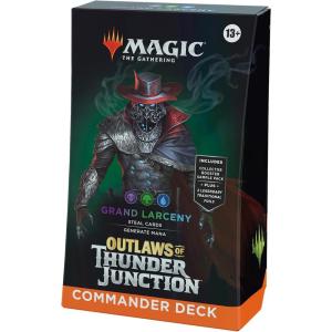 imageMagic The Gathering Outlaws of Thunder Junction Commander Deck  Grand Larceny 100Card Deck 2Card Collector Booster Sample Pack  AccessoriesBlackGreenBlue