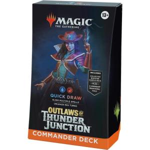 imageMagic The Gathering Outlaws of Thunder Junction Commander Deck  Quick Draw 100Card Deck 2Card Collector Booster Sample Pack  AccessoriesBlueRed
