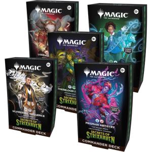 imageMagic The Gathering Secrets of Strixhaven Commander Deck Bundle  Includes All 5 Decks Silverquill Influence Prismari Artistry Witherbloom Pestilence Lorehold Spirit Quandrix Unlimited